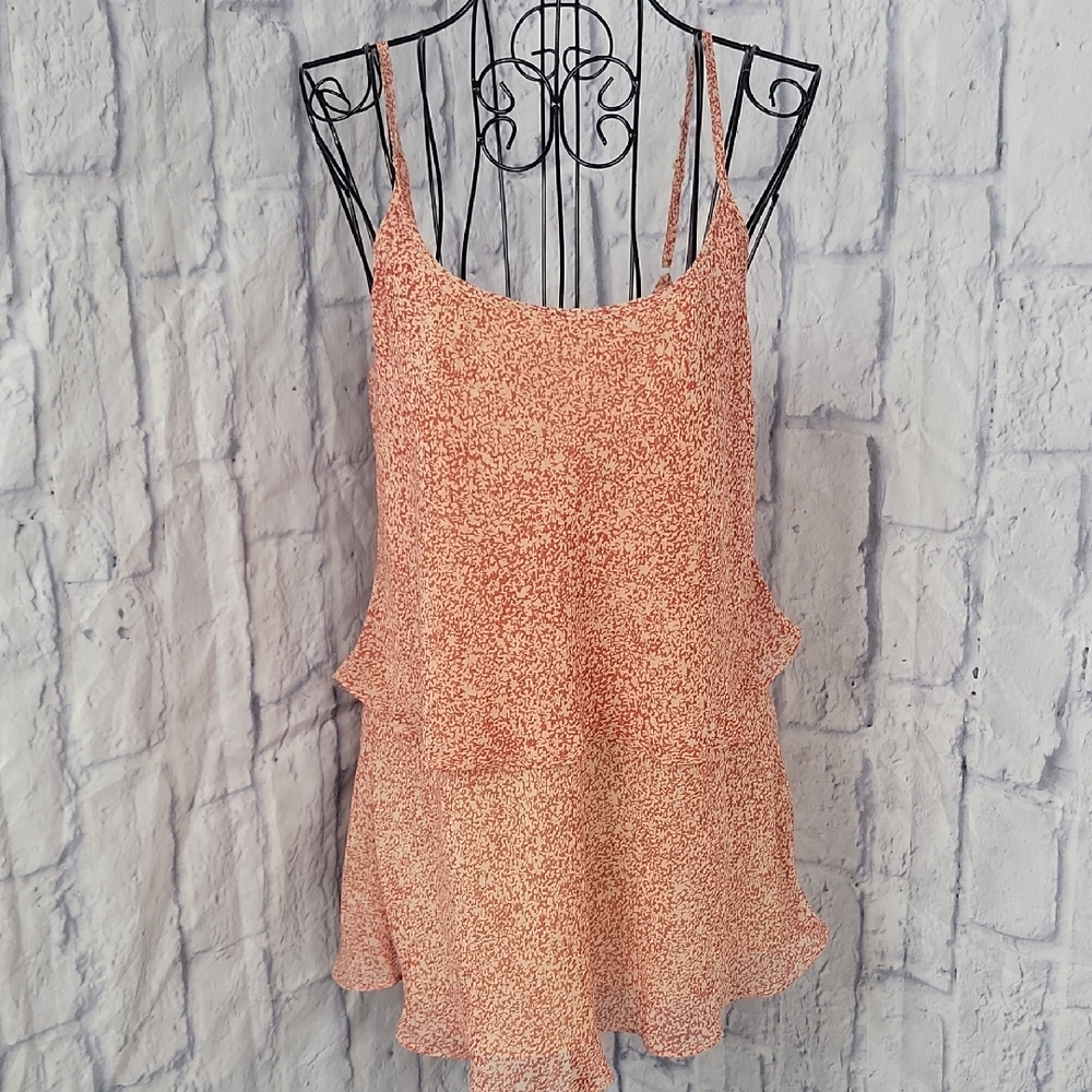 CAbi Peach Speckled‎ Floral Tank Top Size Medium
